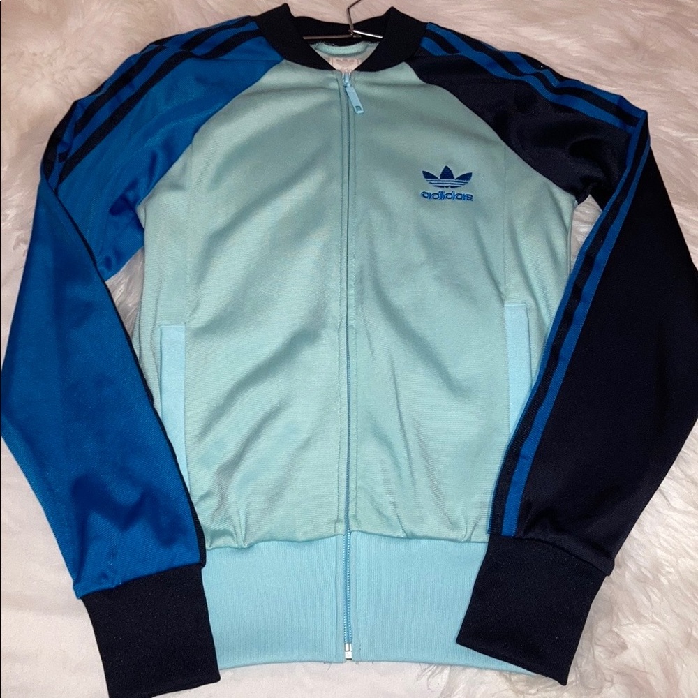 Adidas Turquoise Blue Track Vintage Jacket